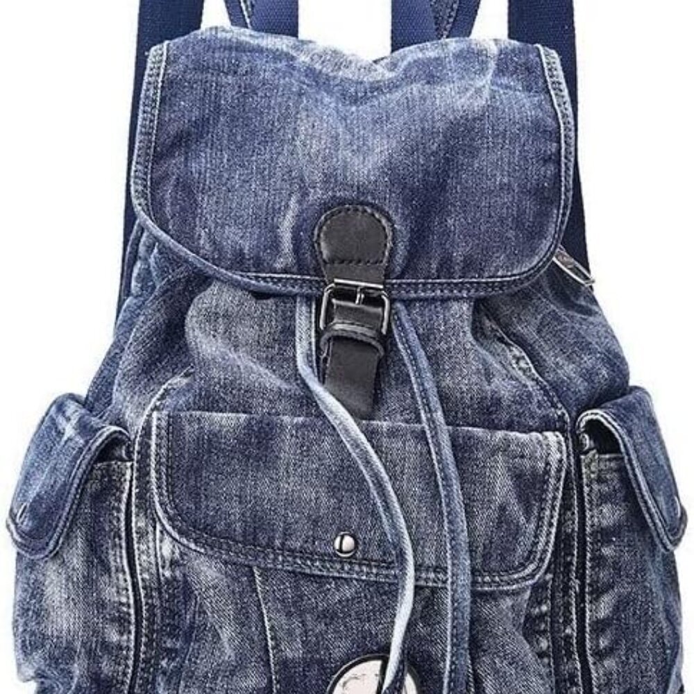 Fashion Denim Backpack Purse for Women Casual Daypack Large Capacity Jeans Shoul